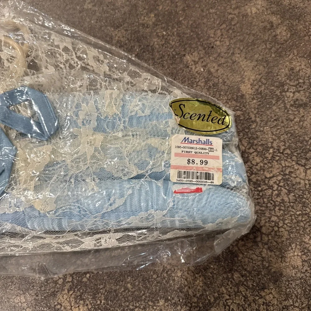 Vintage‎ New In Package Blue Satin Lace Scented Hangers